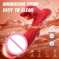 Vibrateur à poussée Delove, vibrateur point G avec anneau coulissant, 7 modes de poussée, 10 modes de léchage de langue, jouet sexuel vibrant pour femmes