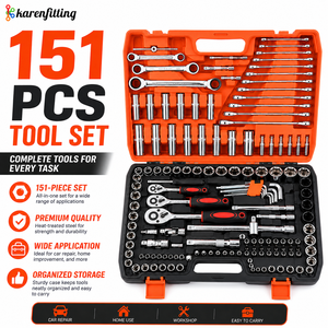 Jeu d'outils à douilles industrielles avec joint universel et barre en T coulissante pour garage - Product Image 1