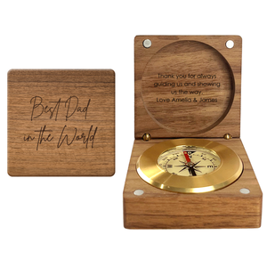 Hộp quà lưu niệm bằng gỗ khắc hình la bàn ngày của Cha, có đồng thau, dành tặng phù rể, hộp quà bằng gỗ và đồng thau - Product Image 4