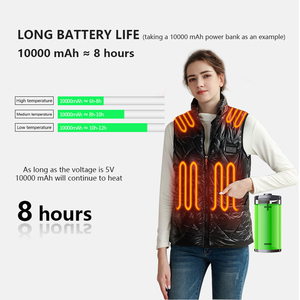 Gilet chauffant électrique léger extérieur 7.4V/5V Batterie rechargeable Usb Gilet chauffant pour <span class=keywords><strong>femme</strong></span> - Product Image 4