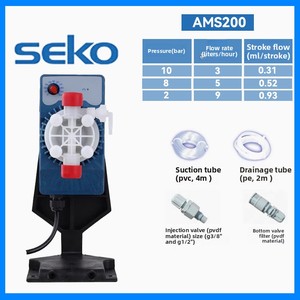Bomba Dosificadora Química Manual de Pistón Portátil Digital AMS200 SEKO de Italia con Tubería, 1 Año de Garantía, 3-9L/h, 2-10bar - Product Image 1