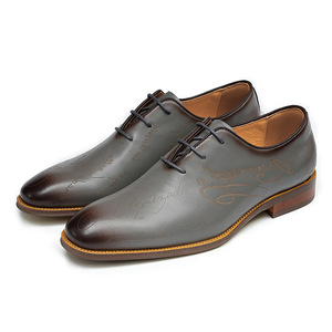 Chaussures Richelieu pour hommes en cuir de vachette véritable de luxe, style coréen, à bout rond, à semelle épaisse, pour affaires, formelles et décontractées, modèle Evergreen - Product Image 1