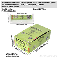 HORNET 78MM Acrylique En Plastique Cigarette Rouleau Blanc Transparent Base Vert Hornet Rouleau Tissu