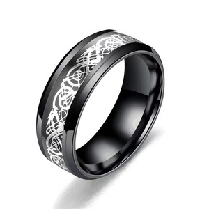 Trendy Dragon Pattern Stainless Steel <b>Ring</b> Men's Fashion Jewelry Wedding Engagement Anniversary Party Gift 8mm Wide <b>Ring</b> - Product Image 4