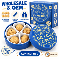 Nouveau Jouet Fidget Toupie Jaune en Forme de Bouton de Biscuit avec Fausse Boîte à Biscuits, Petit Cadeau, Ornement de Bureau