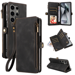 <span class=keywords><strong>เคส</strong></span>โทรศัพท์แบบกระเป๋าหนัง PU สำหรับ Samsung S25 Ultra/S26 Ultra, ช่องใส่บัตร 9 ช่อง + ช่องใส่เหรียญแบบมีซิป, ขาตั้ง, ป้องกัน RFID - Product Image 1