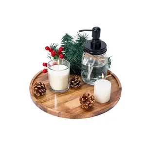 ถาดเสิร์ฟไม้ดีไซน์เรียบหรู ทำจากไม้เนื้อแข็ง เหมาะสำหรับตกแต่งห้องนั่งเล่น ห้องครัว ไอเดียของขวัญ ของขวัญขึ้นบ้านใหม่สำหรับทุกคน - Product Image 1