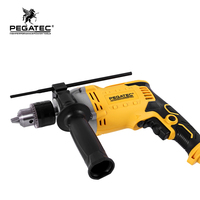 Perceuse à percussion PEGATEC 850W, moteur en cuivre pur, mandrin sans clé de 13 mm, contrôle de vitesse progressif avant/arrière avec poignée auxiliaire