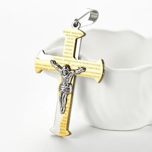 Colgante de cruz <span class=keywords><strong>grande</strong></span> único de acero inoxidable para cadena, collar para hombres y mujeres, amuletos geométricos vintage punk, regalo de joyería para fiestas y Navidad - Product Image 1