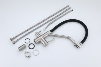 Robinet de cuisine 3 voies avec valve en céramique, douchette extractible, en acier inoxydable, double poignée, pour eau filtrée potable, mitigeur d'évier à montage sur plan