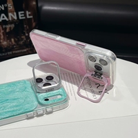 Étui en résine époxy avec support métallique pour iPhone 18 17 16 15 14 Pro Max, protection d'objectif d'appareil photo, coque en résine goutte à goutte, Fundas Capa Para Celular
