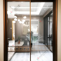 Système de porte coulissante moderne en alliage d'aluminium insonorisé, à cadre fin, étanche, avec verre, pour patio commercial, balcon et entrée, garantie 3 ans
