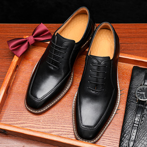 Grande valise en cuir, chaussures en cuir véritable britannique à tige haute, chaussures Oxford formelles pour hommes - Product Image 1