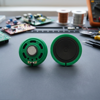 Haut-parleur Mylar vert UT 57 mm avec boîtier en plastique, diaphragme noir, borne de connexion, certifié RoHS et ISO9001 pour sortie audio