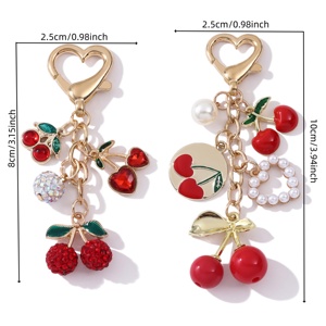 Llavero de Esmalte con Forma de Corazón de Cereza, Creativo, Simulación de Fruta, para Mochila, Anillo para Llaves, para Mujeres y Niñas, Hecho a Mano, Buen Regalo - Product Image 6
