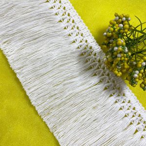 6Cm Rộng Màu Trắng Boho Tua Rìa Trim Trong 100% Bông Bead Cho May May Điện Thoại Di Động Nhà Dệt Trang Trí Rèm - Product Image 1