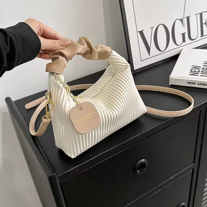 Unique Personality Wrinkled Striped Zipper Closure Women's Fashion Cross-Border Small <b>Square</b> Shoulder Bag Simple Designer Bags - Product Image 4