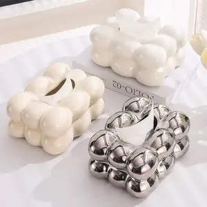 Holesale-caja de pañuelos de cerámica personalizada, soporte de servilletas de mesa de coche, caja de pañuelos de lujo