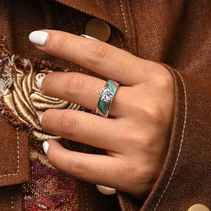 Anillo de compromiso de plata 925 para mujer T0880 con cristal redondo y diseño geométrico para boda o propuesta de matrimonio - Product Image 3