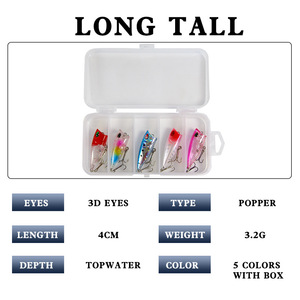 เหยื่อปลอม Tpf Mini Popper ขนาด 4 ซม. แบบลอยน้ำ สำหรับตกปลาแบส พร้อมตะขอ - Product Image 5