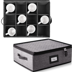 Caja de Almacenamiento de Tazas Plegable y Dividida de Tela <span class=keywords><strong>con</strong></span> Cierre, Resistente, para Armario de Cocina, para Tazas y Vasos - Product Image 1