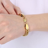 Bracelet jonc chaîne double face en acier inoxydable haut de gamme, style punk, plaqué sous vide, maillons nervurés, fermoir japonais, bijoux pour homme