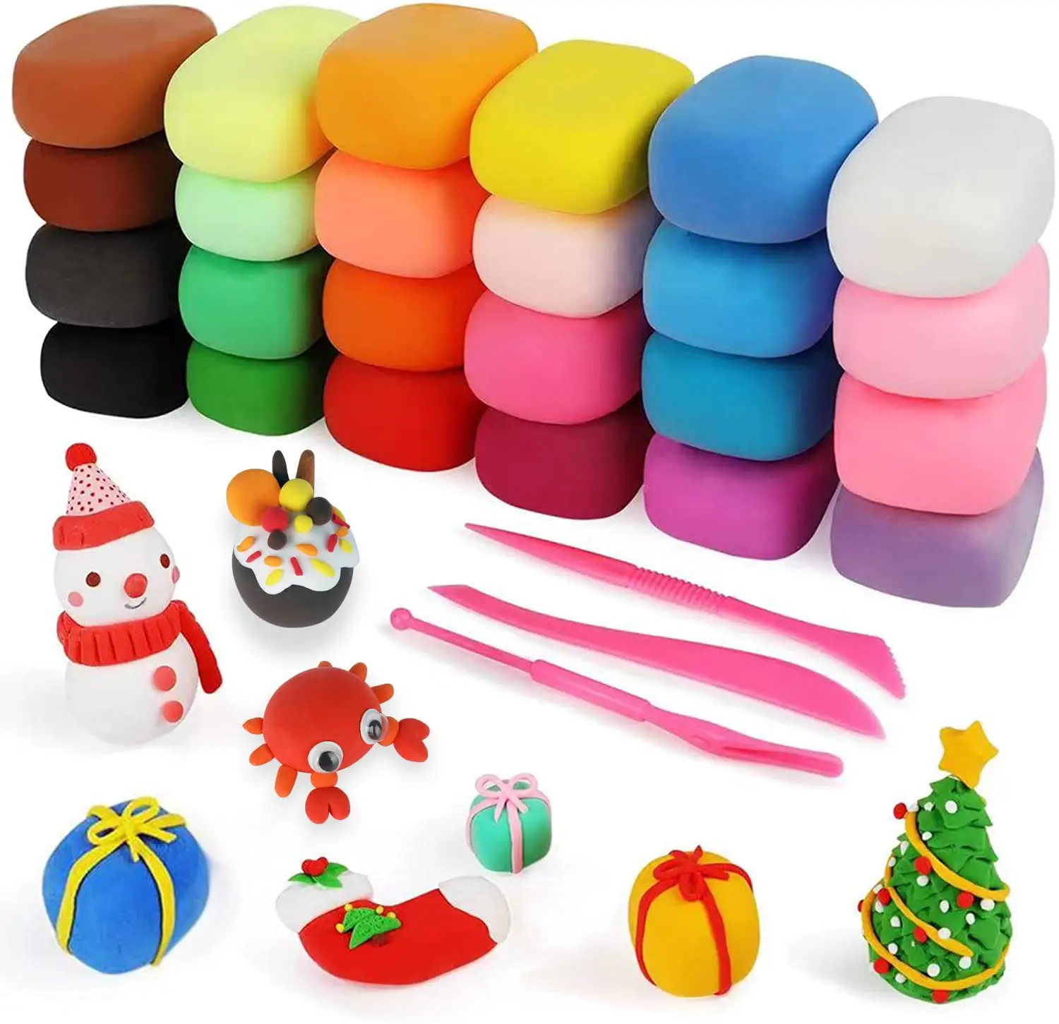 Magic Air Dry Clay for Kids 24 Colors Modeling Clay Kit with Magical Clay Tools