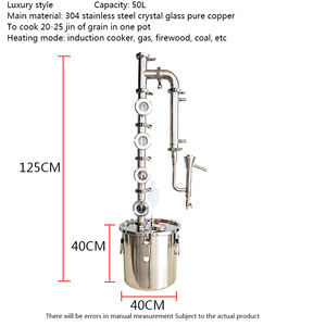 Tuyau de condenseur en cuivre 50l distillateur d'alcool domestique le panier de <span class=keywords><strong>gin</strong></span> 4 couches tour de distillation à noyau en cuivre presse à vin privé - Product Image 6