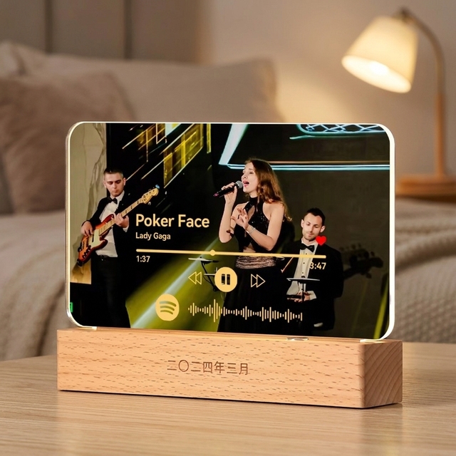 Custom Engraved Acrylic Music Trophy with Personalized Photo-Eco-Friendly Anniversary & Couples Award Gift
