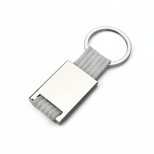 Porte-clés minimaliste en métal avec sangle en nylon gris, design élégant, utilisation quotidienne - Product Image 2