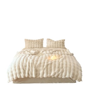 الأكثر مبيعاً في الشتاء الكورية نمط الصلبة والزهور سوبر لينة فقاعة فو الفراء رمي السرير بطانية حجم الملك أفخم الصوف رمي بطانية - Product Image 1