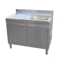 Évier double en acier inoxydable SUS304 robuste avec roulettes, station de lavage commerciale pour la restauration, capacité de charge de 300 kg/m