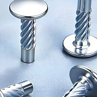 Vis à rivets hélicoïdaux moletés en alliage de zinc écologique moderne pour meubles 7x1x2.5x10.5mm, plaqué zinc