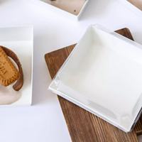 Boîtes alimentaires jetables en papier avec couvercles transparents, emballages écologiques pour pâtisserie, gâteaux, sandwichs, desserts, logo personnalisé