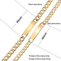 Bijoux de mode personnalisables en usine, gravure au laser DIY, contenu romantique, bracelet cubain plaqué or, vente en gros