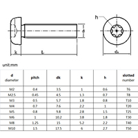 Vis de sécurité Torx antivol en acier inoxydable M3 M4 M5 M6 M7 M8 avec goupille