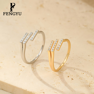 <span class=keywords><strong>Bague</strong></span> minimaliste en or 14 carats et zircon pour femme, en argent sterling 925, ajustable, empilable, bijoux fins <span class=keywords><strong>de</strong></span> créateur, vente en gros - Product Image 2