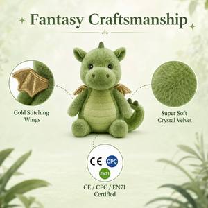 Peluche de Dragón Verde Personalizado, Lindo Animal Mítico de Peluche, Diseño de <span class=keywords><strong>Dinosaurio</strong></span> Alado Realista, Fabricante Mayorista OEM ODM - Product Image 4