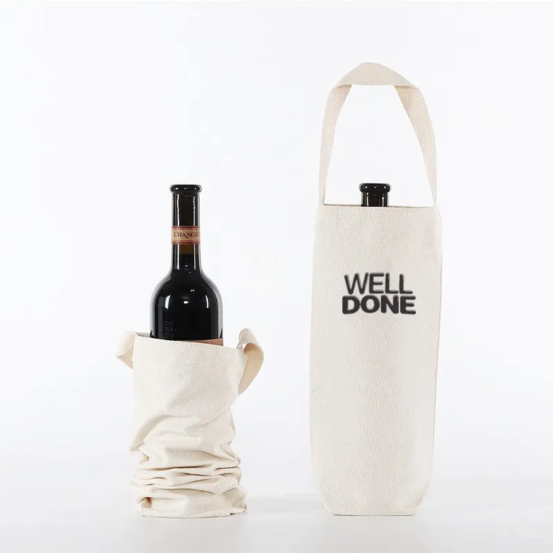 Borsa per vino in tela oversize in cotone Tote personalizzata con Logo per confezioni regalo borse per bottiglie di vino in tela