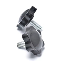Personnalisé M4 M6 M8 M12 Tapis Torx Tête Plastique Moletée Pouce Serrer Vis Appuyez Sur Les Boutons Étoiles Pouce Vis Noires Avec Pointe En Plastique