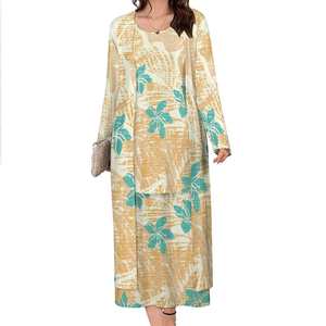 Offre Spéciale polynésienne femmes 2 pièces ensemble vêtements grande taille robes jupes <span class=keywords><strong>Kimono</strong></span> Cardigan ensembles dernière Hawaii Puletasi robe tribale - Product Image 3