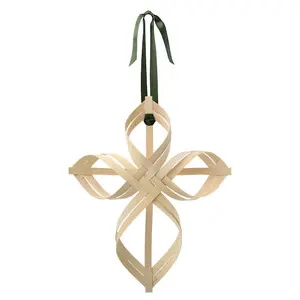 Idéal pour les ornements de noël en bambou naturel tissé en croix pour décorer la porte de la maison - Product Image 1