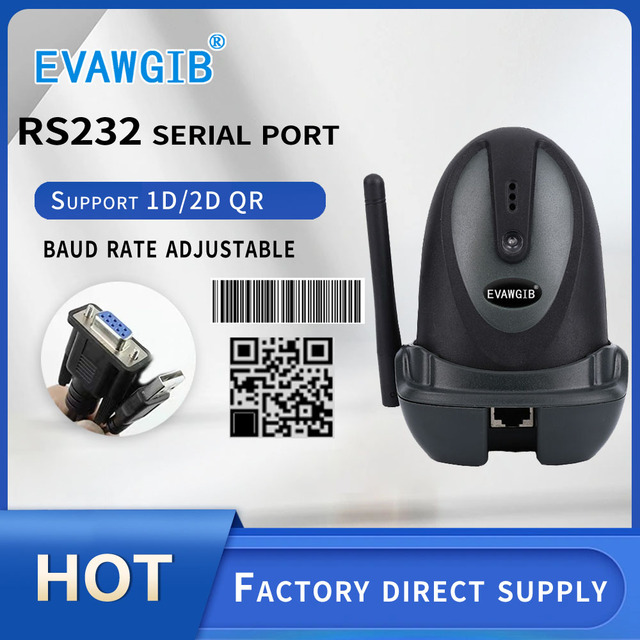 Wireless QR Barcode Scanner 1D 2D Handheld Bar Code Reader with USB and RS232 Interface for Serial Connection