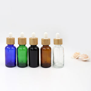 Botella de Vidrio Esmerilado Negro Ámbar de 1oz con Gotero de Madera, Botella Vacía para Aceite Esencial - Product Image 4