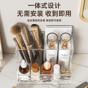 Transparent Desktop Storage <b>Box</b> With Compartments For <b>Makeup</b> And Stationery Organizing Shelf 2L Capacity - Product Image 2