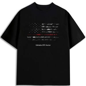 Camiseta de Hombre de Algodón Pesado con Bandera Americana, 100% Algodón, 180GSM, Cuello Redondo Regular, Disponible en EE. UU. - Product Image 1