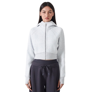 <span class=keywords><strong>Survêtement</strong></span> à capuche femmes fermeture éclair veste courte taille élastique <span class=keywords><strong>bas</strong></span> tissu doux tenue d'entraînement en plein air sport vêtements <span class=keywords><strong>de</strong></span> sport à capuche - Product Image 2