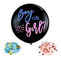 1 ensemble de ballons géants en latex noir de 36 pouces pour garçon ou fille, avec confettis bleus et roses, pour fête de révélation du sexe du bébé, décorations de fête