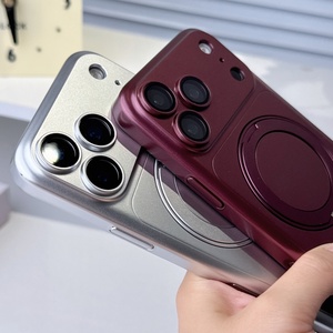 Wholesale Electroplating Matte Magnetic Phone Case for iPhone 18 13 14 15 16 17 Pro Max White 360° Ring Stand Protective Cover - Product Image 5