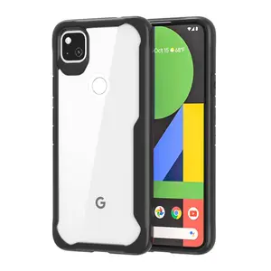 Оптовые продажи pixel 4a 5g case и защитная пленка для экрана-High Clear Elegant Shockproof Acrylic 2 in 1 Silicone & Hard PC Phone Case for Google Pixel 5 6 pro